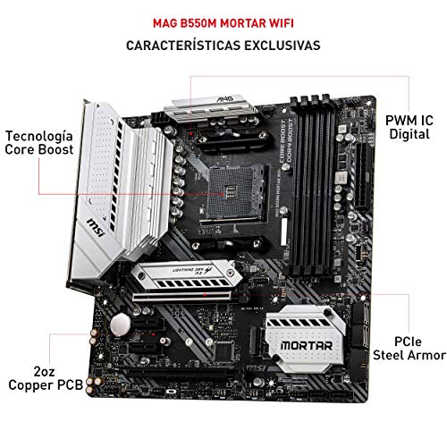 MSI-MAG-B550M-MORTAR-WIFI-Placa-Base-Arsenal-Gaming-AMD-AM4-DDR4-M2-USB-32-Gen-2-HDMI-MICRO-ATX-AMD-Ryzen-5000-Series-processors