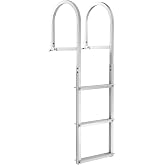 VEVOR Removable Dock Ladder 3 Steps, 500lbs Load Capacity, Aluminum Swim Ladders, Pontoon Boat Ladder with Rubber Mat for Lake, Marine Boarding, Pool