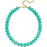 HolidayQbee Beaded necklace for Women Boho Bead Gemstone Chunky Necklace Big Bead Necklace Fashion Trendy Summer Necklaces Jewelry Gifts