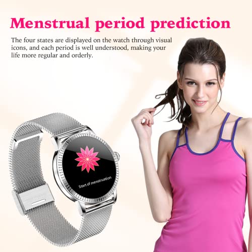 Smartwatch Damen 1,08 Zoll Fitness Armbanduhr,Smart watch Damen mit Weibliches Zyklusmanagement Musiksteuerung, Herzfrequenz,Schrittzähler,IP67 Wasserdicht Fitness Tracker,für iOS und Android
