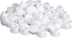 Zaldita Pack of 50 Plastic Hole Plugs Drill Hole Cover Screw Caps Covers Flush Type Button Tops Covers for Furniture Chair Cabinet Cupboard Shelf White 8mm