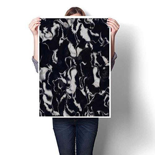 Wall Art Painting Black Marble Background Oil Painting,28"W x 52"L On Canvas Modern Decoration Print Decor for Living Room(Frameless)
