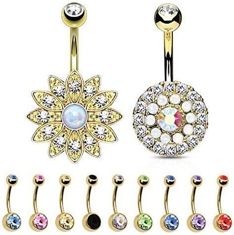 12PC Unique Belly Rings Lot Navel Belly Button Ring Set (Gold)