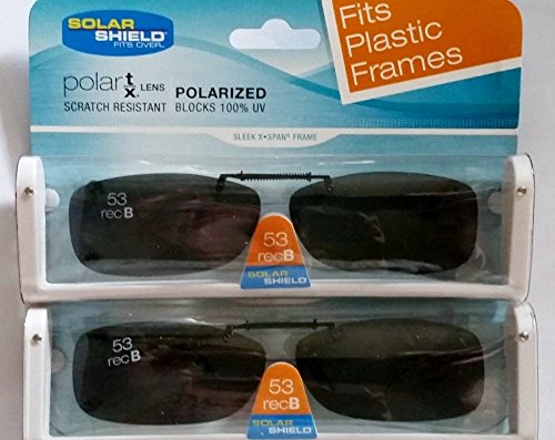 2 pair 53 rec B solar shield clip-on polarized sunglasses