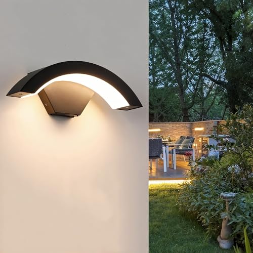 Comely 24W Außenwandleuchte Wandlampe Wasserdicht IP65 Innen/Außen, Schwarze Aluminium Außenwandlampe für Garten Terrasse Eingang, Warmweiß 3000K