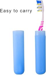 nuoshen Portable Toothbrush Case 2 Pcs - Travel Storage Holder - Pink & Blue view 4