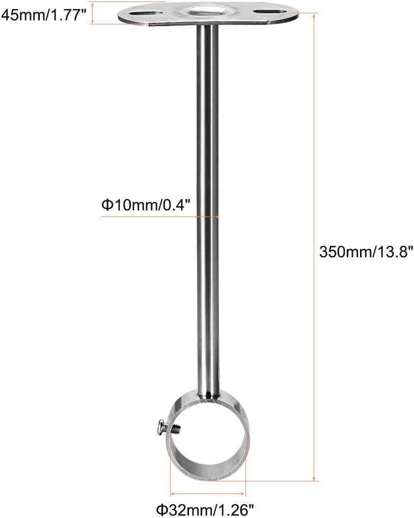 sourcing map Ceiling Mount Bracket, Wardrobe Pipe Bracket, 32mm Dia - Image 3