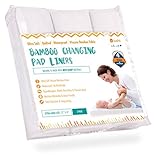 Ultra-Soft Waterproof Changing Pad Liners [3 Pack] - Made of Cozy Bamboo Fabric - 4 Thick Layers - Washer/Dryer Friendly - Large 14
