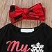 Newborn Baby Boys Girls My First Christmas Bodysuit and Plaid Pants Leggings Headband Hat 4pcs Christmas Outfits Set (Black 1, 70 (0-6 Months))