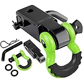 AUTOBOTS Tow Hitch Receiver 2", 45,000 Lbs Break Strength Shackle Hitch Receiver with 5/8" Screw Pin, 3/4 Shackle, Towing Accessories for Vehicle Trailer Recovery Off-Road Green&Black