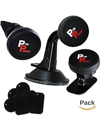 Pro Power   [Pack] Air ventilación Parabrisas Dashboard Soportes magnéticos para soporte de coche para Smartphones, Tablets, GPS Dispositivos con 6 platos de Monte metal