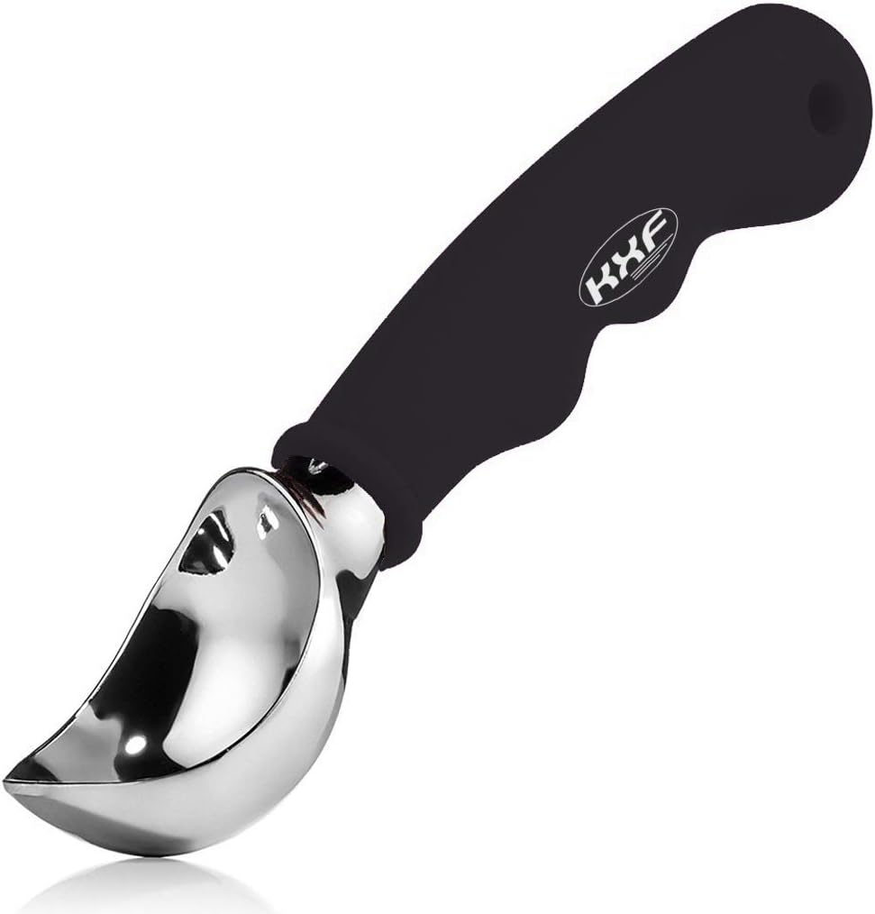 KXF Stainless Steel Ice Cream Scoop with Non-Slip Rubber Grip Heavy Duty Ice Cream Spoon Sturdy Icecream Scooper Cookie Fruit Scoop for Cookie Dough Mash Potatoes