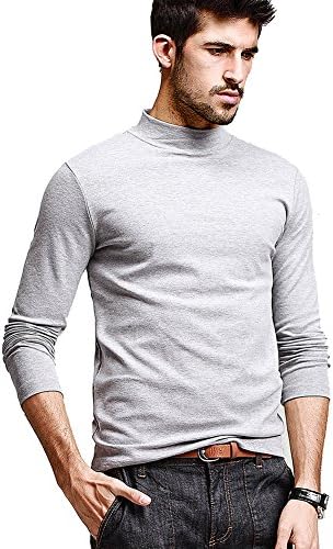 KUEGOU Mens Casual Turtleneck Slim Fit Pullover Sweaters (L, LIGHI GRAY)