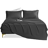 Twin XL Sheet Set -Hotel Luxury 4 Piece Silky Soft Breathable Cooling Twin Size Sheet Sets,Fits 16" Deep Pocket Mattress, Easy Care Wrinkle Free Bedding Sheet and Pillowcase Bed Sheet Set, Dark Gray