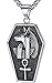 LineAve Men's Stainless Steel Large Egyptian Wolf and Ankh Pendant Necklace, 23