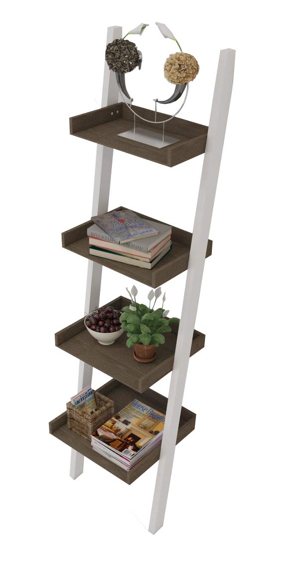 4 Tier Bookcase white Ladder Shelf Unit Display Shelves Storage Shelving Leaning Ladder
