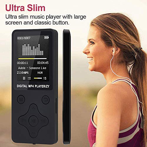 MP3 Player, SIN+MON 2019 Fashion Portable MP3 Lossless Sound Ultra Slim Music Player with Radio, Voice Recorder, Video Play, Text Reading, 80 Hours Playback and 32G Memory Card【Ship from USA】 (Black) - Thumbnail 2