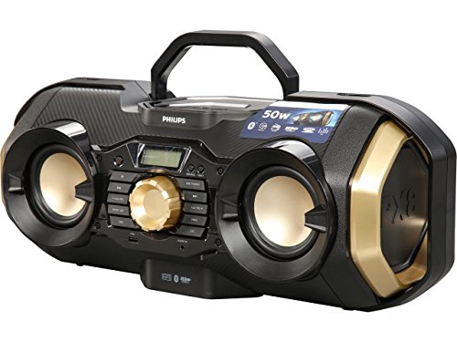 Phillips-Bluetooth-Boombox-Speaker--Rugged-Portable-Wireless-Radio-USB-AUX-and-CD-Music-Player-50-Watt-Dynamic-Bass-Digital-Display-Light-Up-Speaker-Model-PX840T