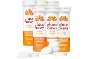 GLUCOLOGY Glucochews Orange Glucose Tablets – 60 Tablets (10 per Tube, 6 Pocket-Sized Tubes) – 3.8g Fast-Acting Glucose Each – Boosts Energy & Blood Sugar – Gluten-Free, Fat-Free, Caffeine-Free