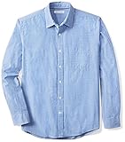 Amazon Essentials Men's Regular-Fit Long-Sleeve Gingham Shirt, Blue Mini-Gingham, Small