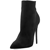 COLETER Women's Black Ankle Boots Closed Pointed Toe Stilettos Autumn Dress Booties