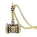 HZMAN Huge Thor Hammer Stainless Steel Necklace for Mens Hammer Pendant Necklace 24 Inch Chain (Gold)