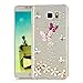 Note 5 Case,Galaxy Note 5 Case - Mavis's Diary 3D Handmade Bling Crystal Pink Purple Butterflies Lovely White Flowers with Shiny Diamond Gems Clear Hard PC Cover for Samsung Galaxy Note 5 &Clean Cloth