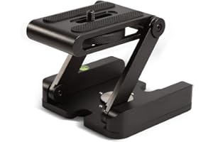 ANGELREALLY Universal Quick Release Plate, Z Flex Tilt Tripod Head, Aluminum Folding Tilt Head Camera Bracket Tripod Ball Head with Spirit Level for Nikon DSLR Camera
