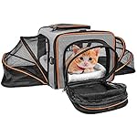 Pet Carrier for Cats Small Dogs F-color 4 Sides Expandable Puppy Carrier Airline Approved Cat Carrier Foldable Soft Sided Travel Crate Bag with Top Loading Door, a Side Pocket and a Fleece Bed