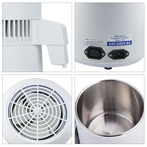 Pinty 1Gal 4L Pure Water Distiller, All Stainless Steel Internal, Medical Home Use, with Bottle (Food Graded Outlet)