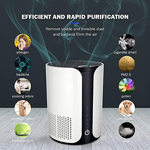 HIMOX HEPA AIR PURIFIERS FOR BEDROOM ALLERGIES PET HAIR, H13 TRUE HEPA FILTER ACTIVATED CARBON QUIET PORTABLE AIR CLEANER FOR DESK DESKTOP OFFICE DORM, REMOVE 99.97% SMOKE DUST DANDER ODOR MOLD POLLEN
