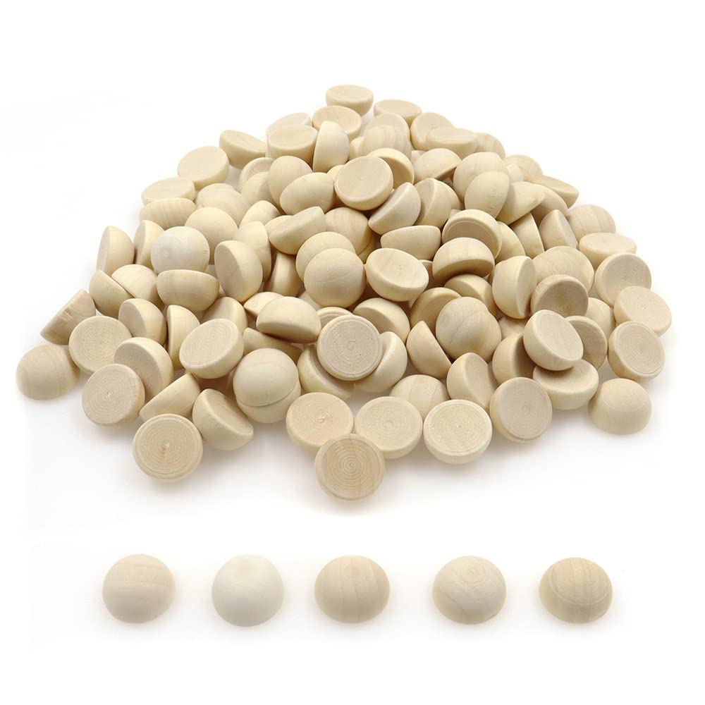 400 Pcs 15 mm Half Wood Balls, Natural Half Wooden Beads, Unfinished Split Wooden Balls, Half Round Wood Beads for Crafts, Arts, DIY