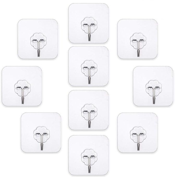 lifeMaster Adhesive Wall Sticky Hooks Heavy Duty Utility Hook Transparent Reusable Wall Hangers