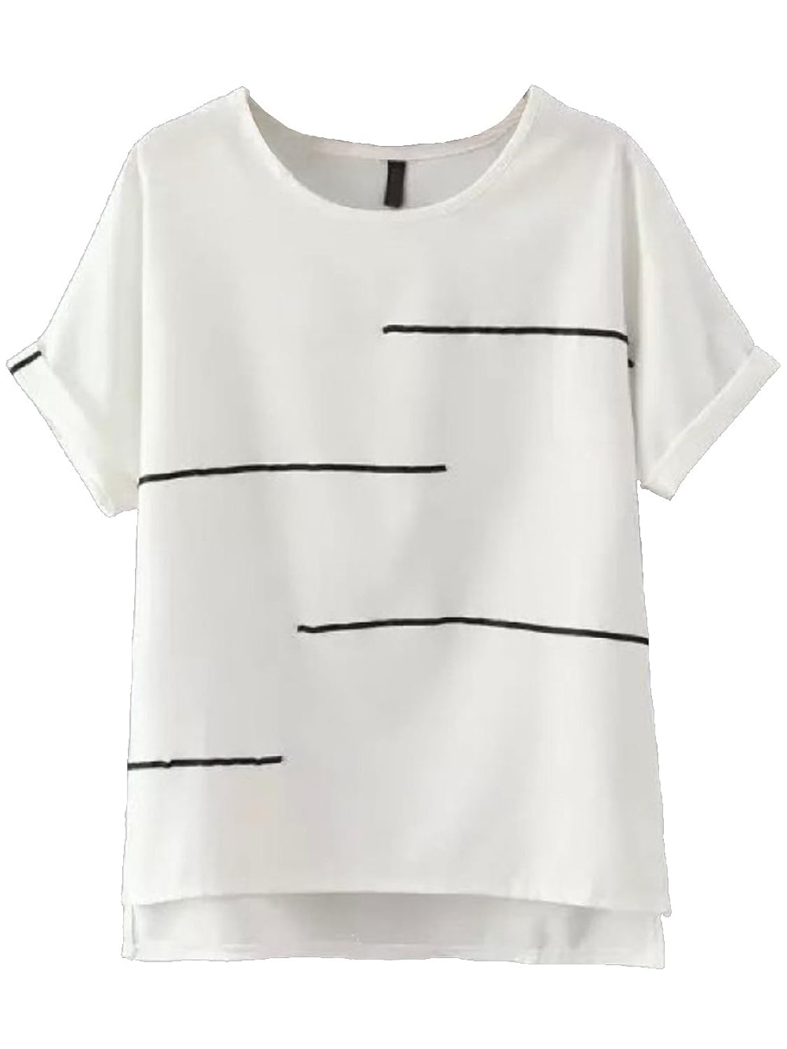 fashmind women's printed white short sleeve up and down tshirt with round neck