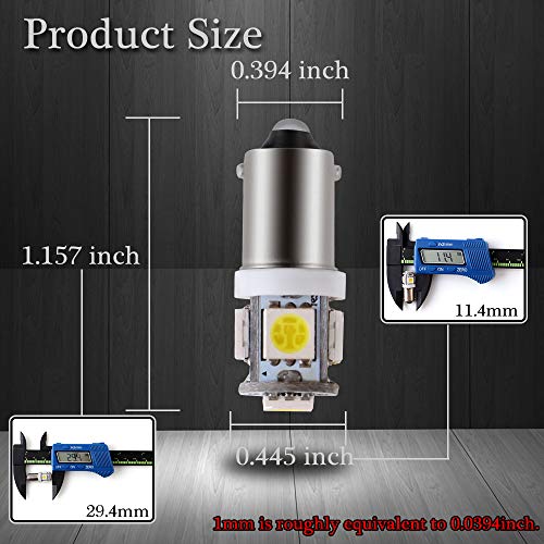 GLL BA9S LED Bulb 5SMD White 1893 44 47 756 1847 Wedge Pinball Machine Light Car Instrument Panel Gauge Cluster Lamp 6VDC/6.3VDC 20pack