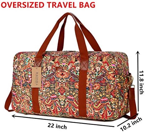 BAOSHA HB-32 Canvas Travel Duffel Bag Weekender Overnight Bag Carry on Oversized for Ladies Women (Colour) 2 BAOSHA HB-32 Canvas Travel Duffel Bag Weekender Overnight Bag Carry on Oversized for Ladies Women (Colour)