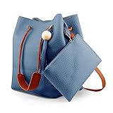 Oct17 Fashion Tassel buckets Tote Handbag, Women Messenger Hobos Shoulder Bags, Crossbody Satchel Bag - Blue