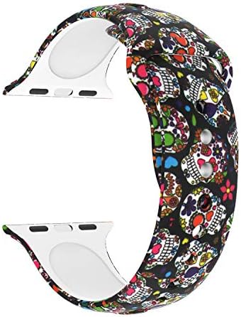 Usitek Sport Band Compatible with iWatch 44mm/42mm 40mm/38mm, Soft Silicone Sport Strap Replacement Floral Printed Bands Compatible for iWatch Series 4/3/2/1 S/M M/L for Women/Men