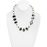 Gemstone Necklace Handmade One of a Kind Cloudy Quartz, Rutilated Quartz, White Agate and Mixed Gemstones Asymmetrical Necklace Art Jewelry