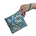 Reusable Grocery Bags with Zipper Closure and Zipper Pouch Washable Foldable Tote Shopping Bags for Women Girls Outdoor Nylon Waterproof Large Shopping Cloth Bag Apricot Tree Printing