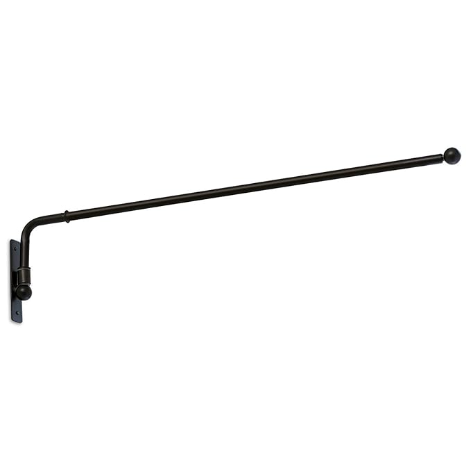 Loberon Gardinenstange Epping, Eisen, H/T ca. 100/13 cm, schwarz
