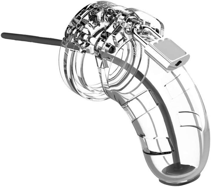 SHOTS Model 15 - Chastity - 3.5" - Cage with Silicone Urethal Sounding, MCG015TRA, Transparent
