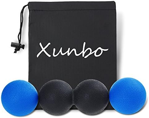 Peanut Massage Yoga Balls 3 Pack Lacrosse Ball for Myofascial Release, Trigger Point Therapy, Muscle Knots, Self Massage (Blue)