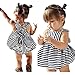 Gotd Baby Girls Sunsuit Outfit Stripe Backless Dress + Brief Infant Clothes (9Months, Navy)