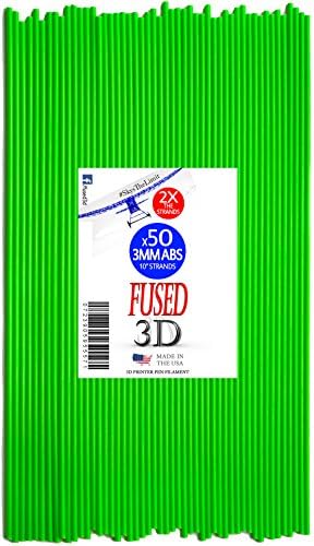 Premium 3D Printer Pen Filament: 50 Strands of 10inch 3MM ABS Plastic Perfect for Doodling Made for the 3D Printer Pens (x50 Strands, Green)