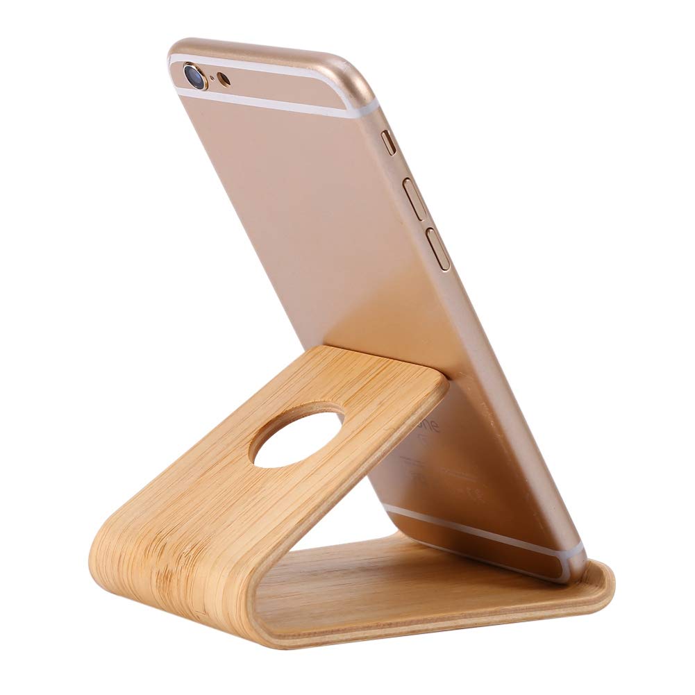 Les-Theresa Bamboo Cell Phone Stand For Desk Universal Wooden Phone Stand, Wooden Cell Phone Holder Desk Tablet Stand Wood Desktop Dock Cradle For Ipad And All Phones