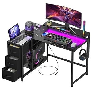 LunarLight PCパソコンデスク 幅108奥行き80高さ71.8cm テレワーク L型デスク