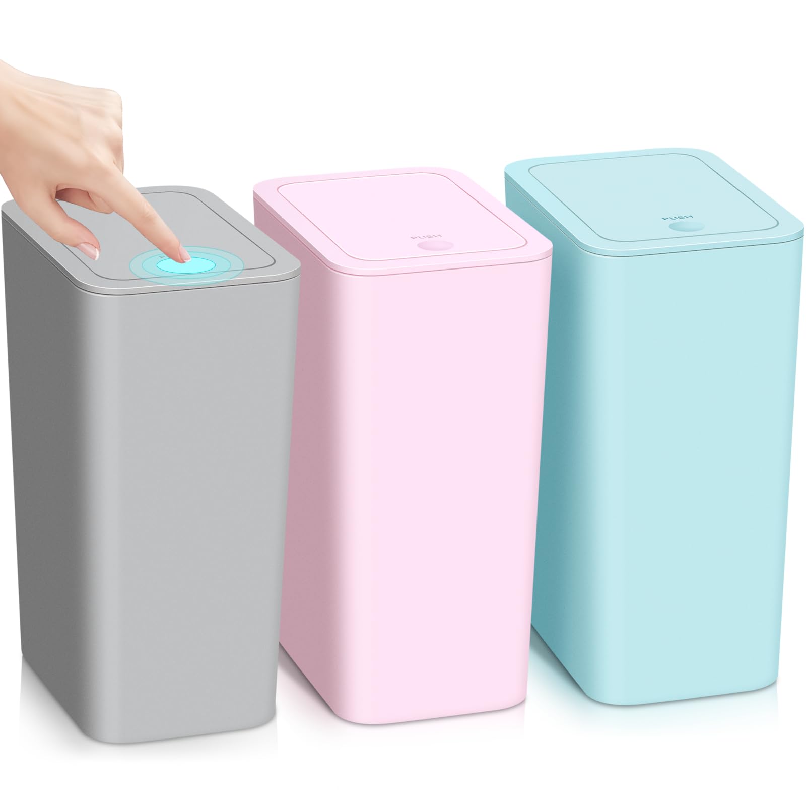 RTWDKFQ 3 Pack 4 Gallon Bathroom Small Trash Can