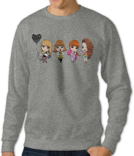 Men's 2NE1 Round Collar Pullover HoodieAsh Size L