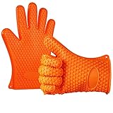 Anpro Silicone BBQ Gloves Heat Resistance Grilling Silicone Gloves for BBQ, Grill, Cooking, Baking, Smoking, Frying ()